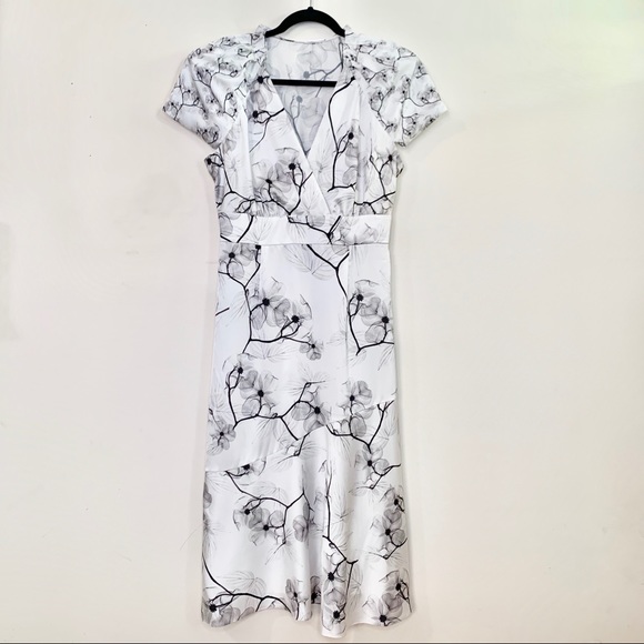 NWT ELIE TAHARI Niki Floral Midi Dress Fresh Pearl - Picture 2 of 16